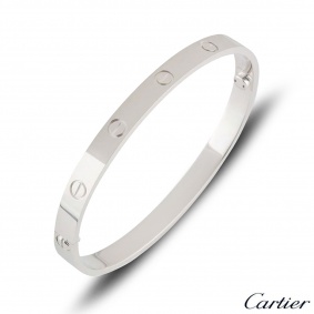Cartier White Gold Plain Love Bracelet Size 20 B6035420 Cartier White Gold Plain Love Bracelet Size 20 B6035420